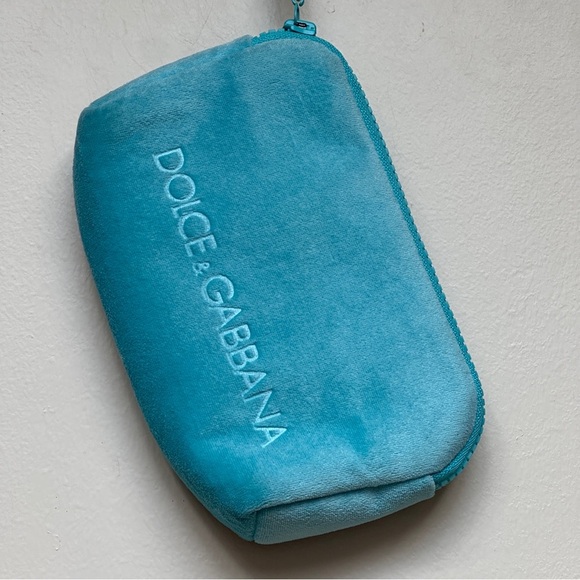 Dolce & Gabbana Handbags - Dolce & Gabbana Blue Velour Zip Case with Wrist Strap